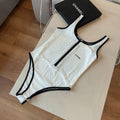 CC BIKINI SWIMSUIT SET IN WHITE AND BLACK TRIM 625974