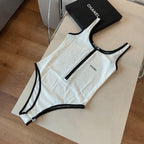 CC BIKINI SWIMSUIT SET IN WHITE AND BLACK TRIM 625974