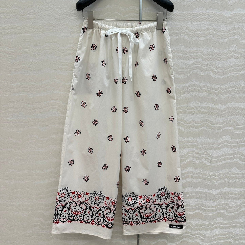 MIUMIU STRAIGHT-LEG CROPPED PANTS WITH ELASTIC WAISTBAND 261440