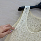 DIOR CREAM EMBOSSED LACE TANK