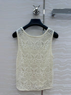 DIOR CREAM EMBOSSED LACE TANK