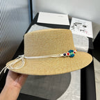 BEAD DECOR STRAW HAT MODEL 650345 IN NATURAL WOVEN STRAW