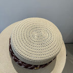BOATER HAT IN LIGHT BEIGE RAFFIA