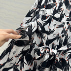 DVF WHITE AND BLACK PRINTED SILK SHIRT DRESS