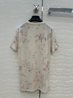 DIOR INK FLOWER PRINTED COTTON-LINEN T-SHIRT