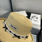 MM SMALL BRIM CURVED STRAW HAT IN BEIGE