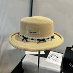 MM SMALL BRIM CURVED STRAW HAT IN BEIGE