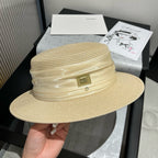 MM STRAW HAT IN LIGHT BEIGE WITH RHINESTONE EMBELLISHED