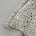 LP AROLA CROCHETED CARDIGAN IN WHITE WOOL