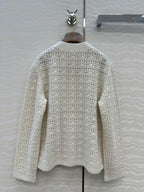 LP AROLA CROCHETED CARDIGAN IN WHITE WOOL