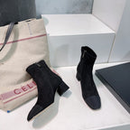 CHANEL ANKLE BOOTS 25S 45 MM IN BLACK SUEDE WITH ZIPPER