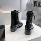 CHANEL ANKLE BOOTS 25S 50 MM IN BLACK LAMBSKIN WITH ZIPPER