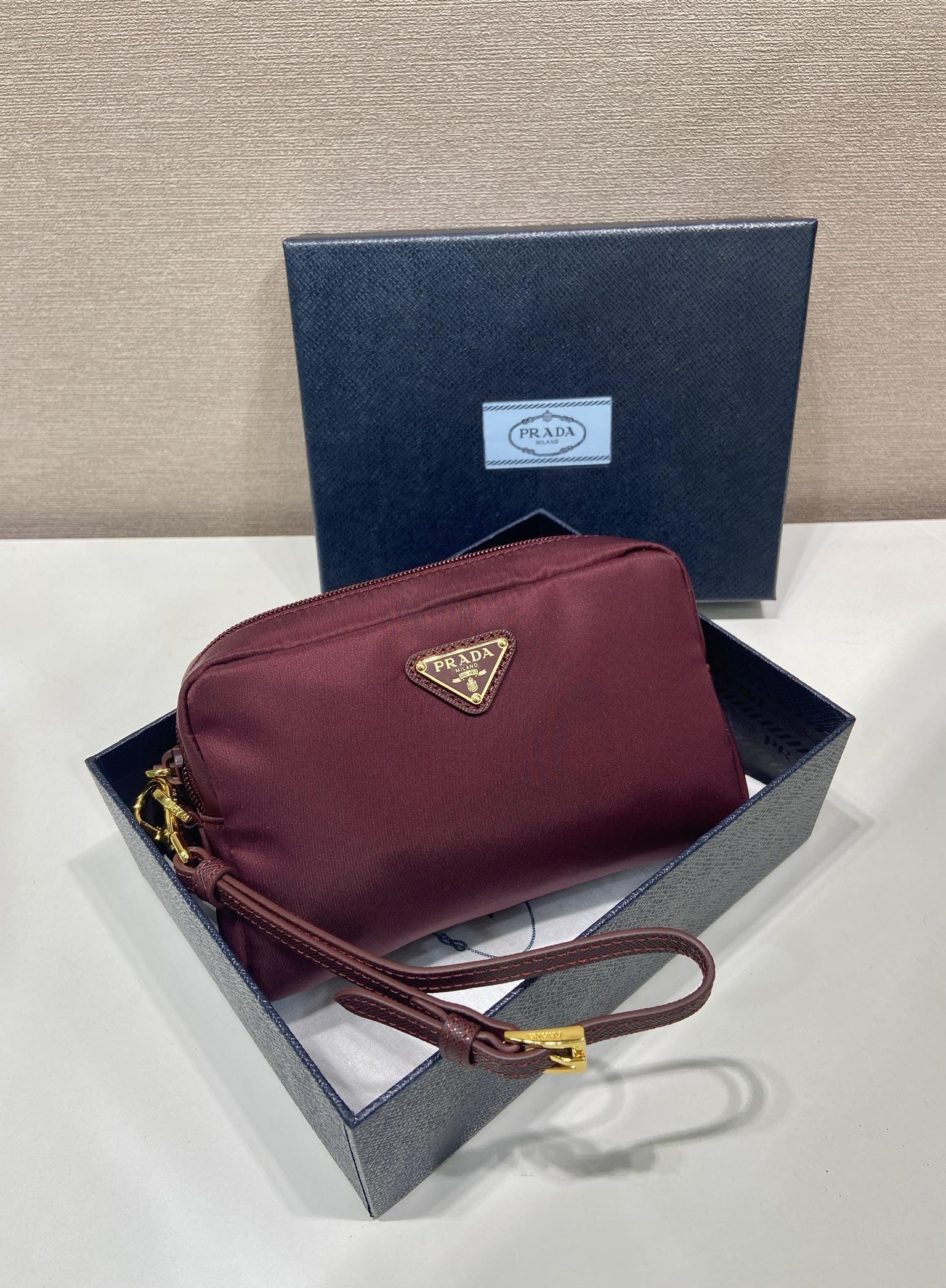 PRA clutch large 17 burgundy nylon fabric