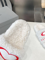 BALENCIAGA 25S FLAT SLIPPERS IN WHITE WOOL