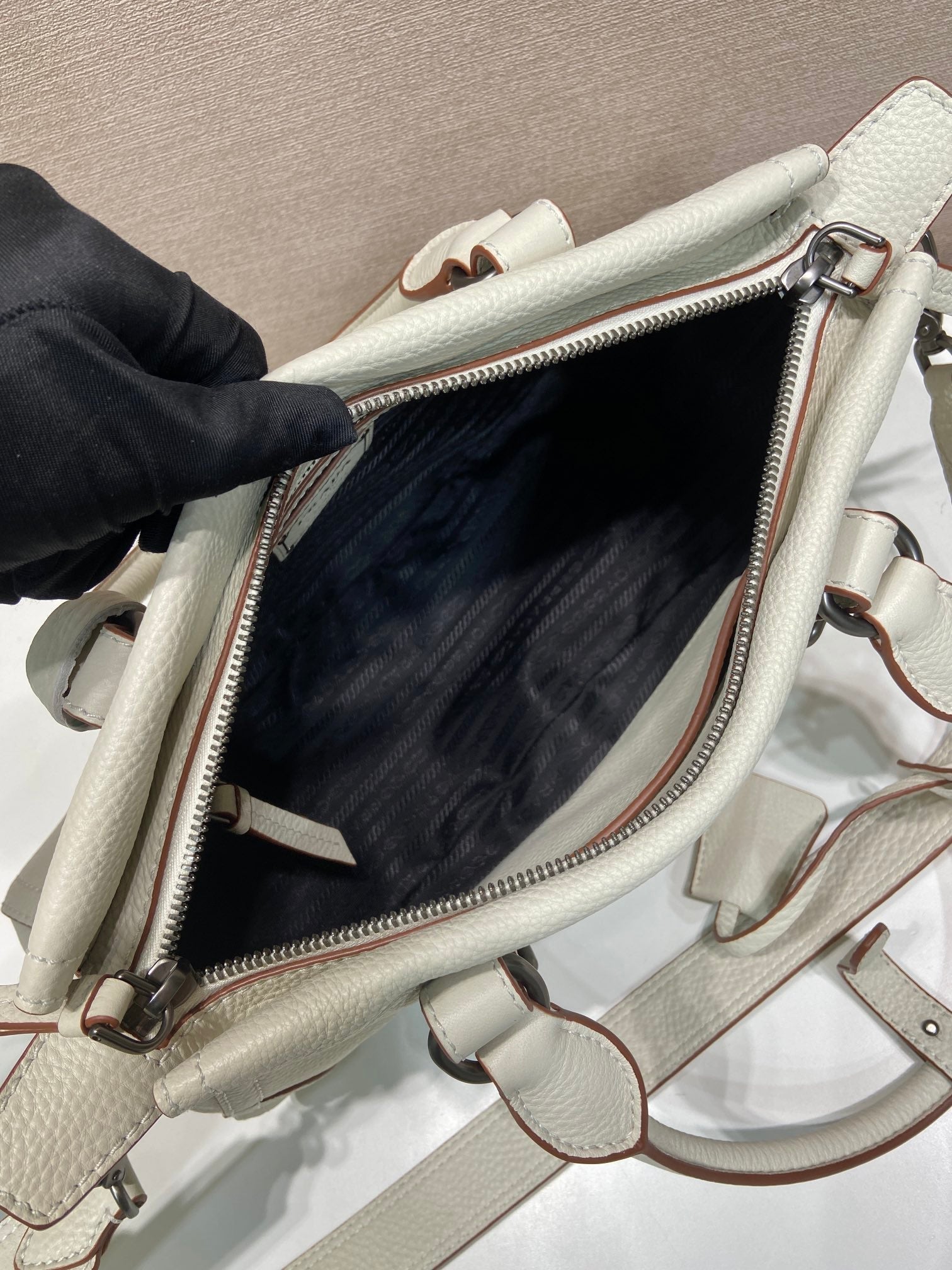 Prada Large Tote Bag 35cm Ivory Leather