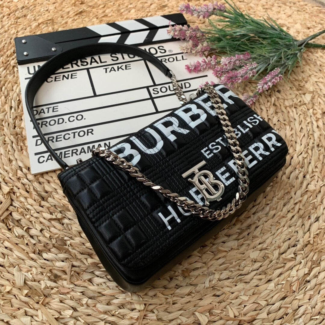 B-Berry - BB  Horseferry Print Quilted Small Lola Bag Monogram Black For Women, Bags 9in/23LO 80216191