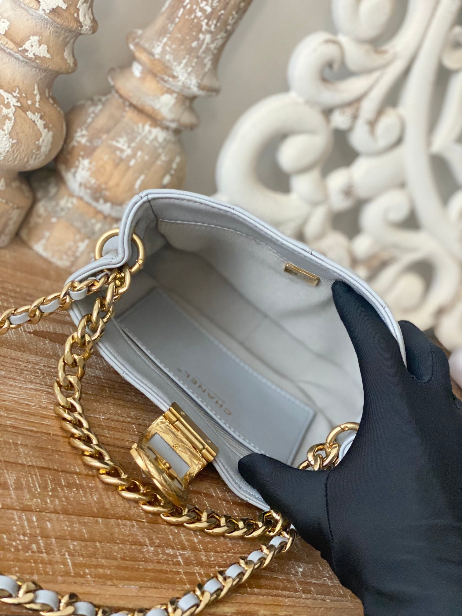 CHL - Small Hobo Bag Gold Hardware Grey For Women Handbags, Shoulder Bags 7.5in/19LO