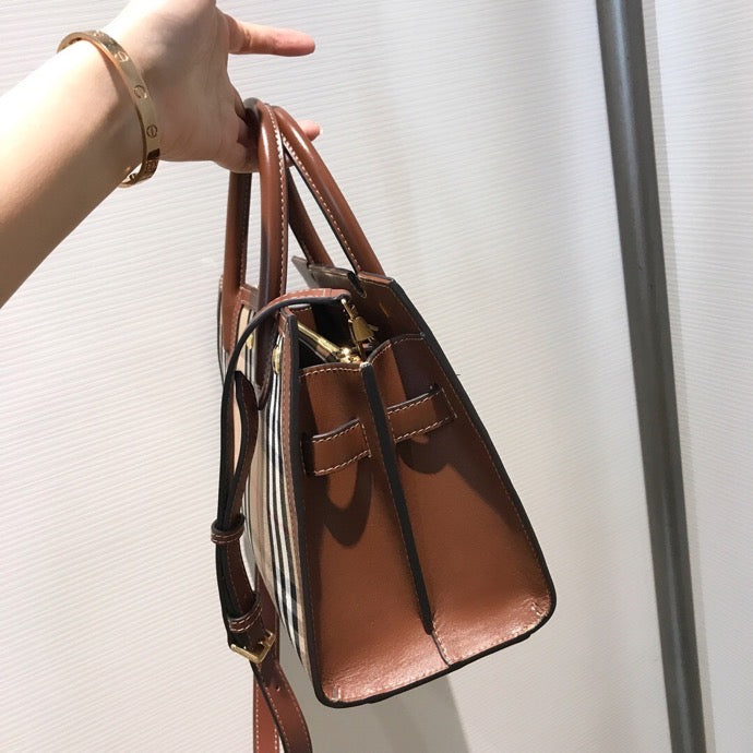 B-Berry - BB  Mini  Check Two-handle Title Bag Archive Beige For Women, Bags 10.2in/26LO 80252671