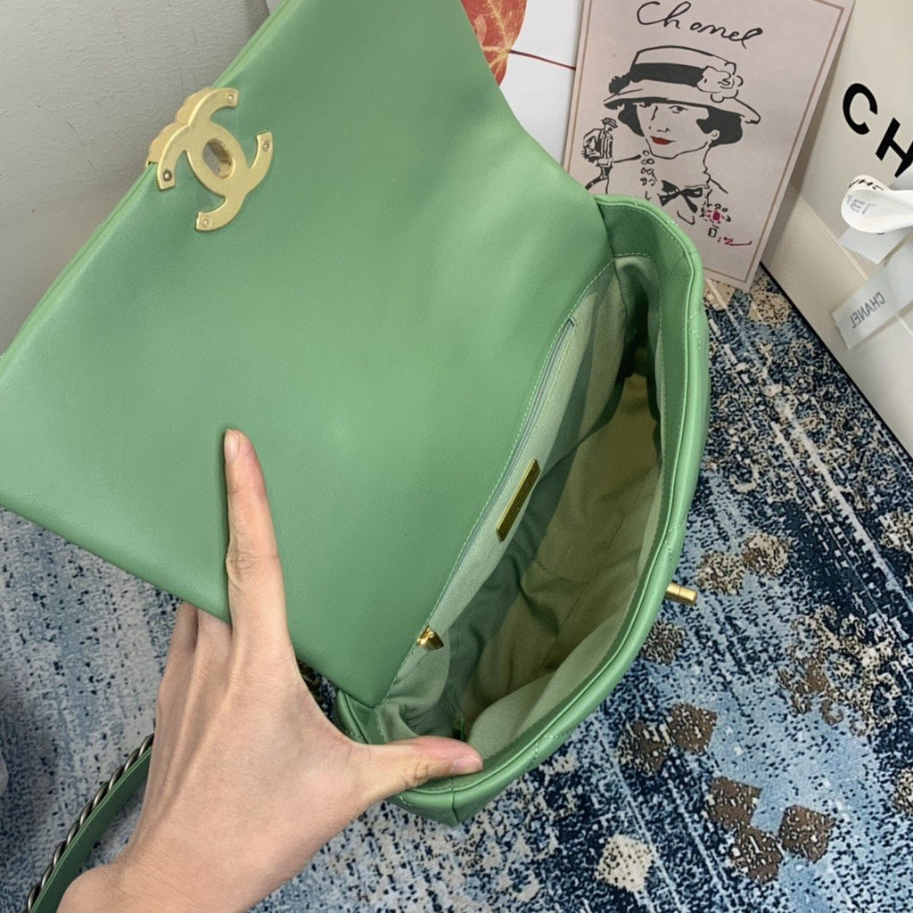 CHL -  19 Flap Bag Gold Hardware Green For Women Handbags, Shoulder Bags 10.2in/26LO AS1160