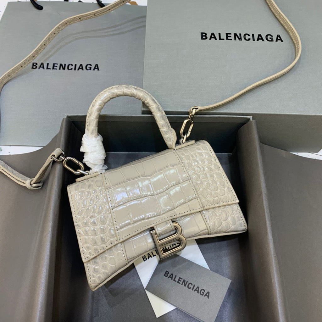 BLN-Ciaga Hourglass XS Handbag In Beige, For Women,  Bags 7.4in/19LO