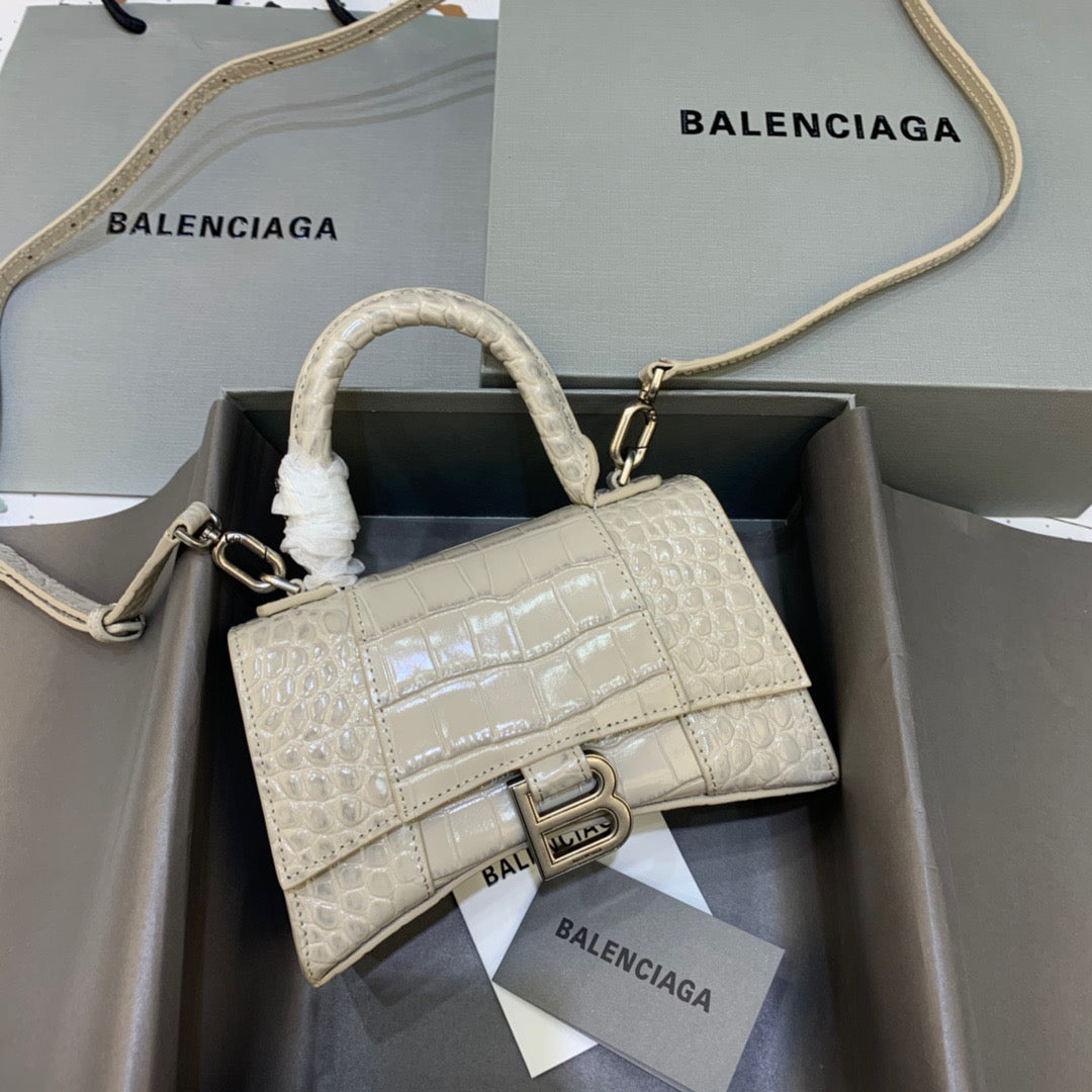 BLN-Ciaga Hourglass XS Handbag In Beige, For Women,  Bags 7.4in/19LO