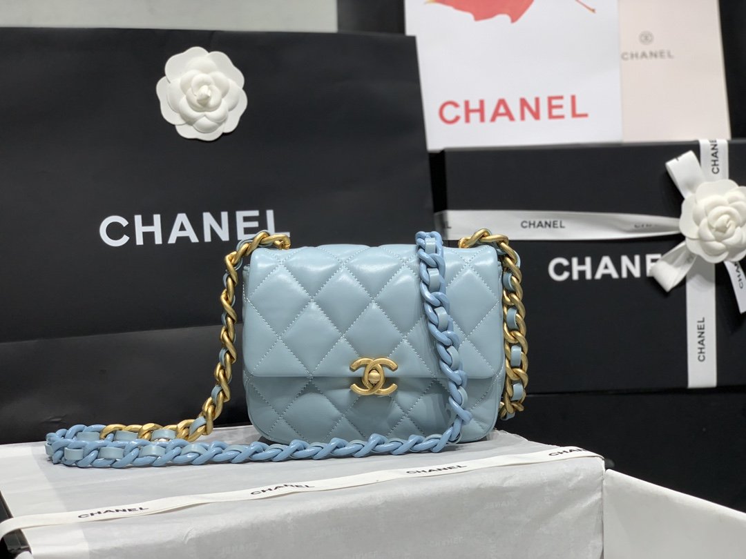 CHL - Mini Flap Bag Gold-Tone Metal Blue Bag For Women 13LO/5in