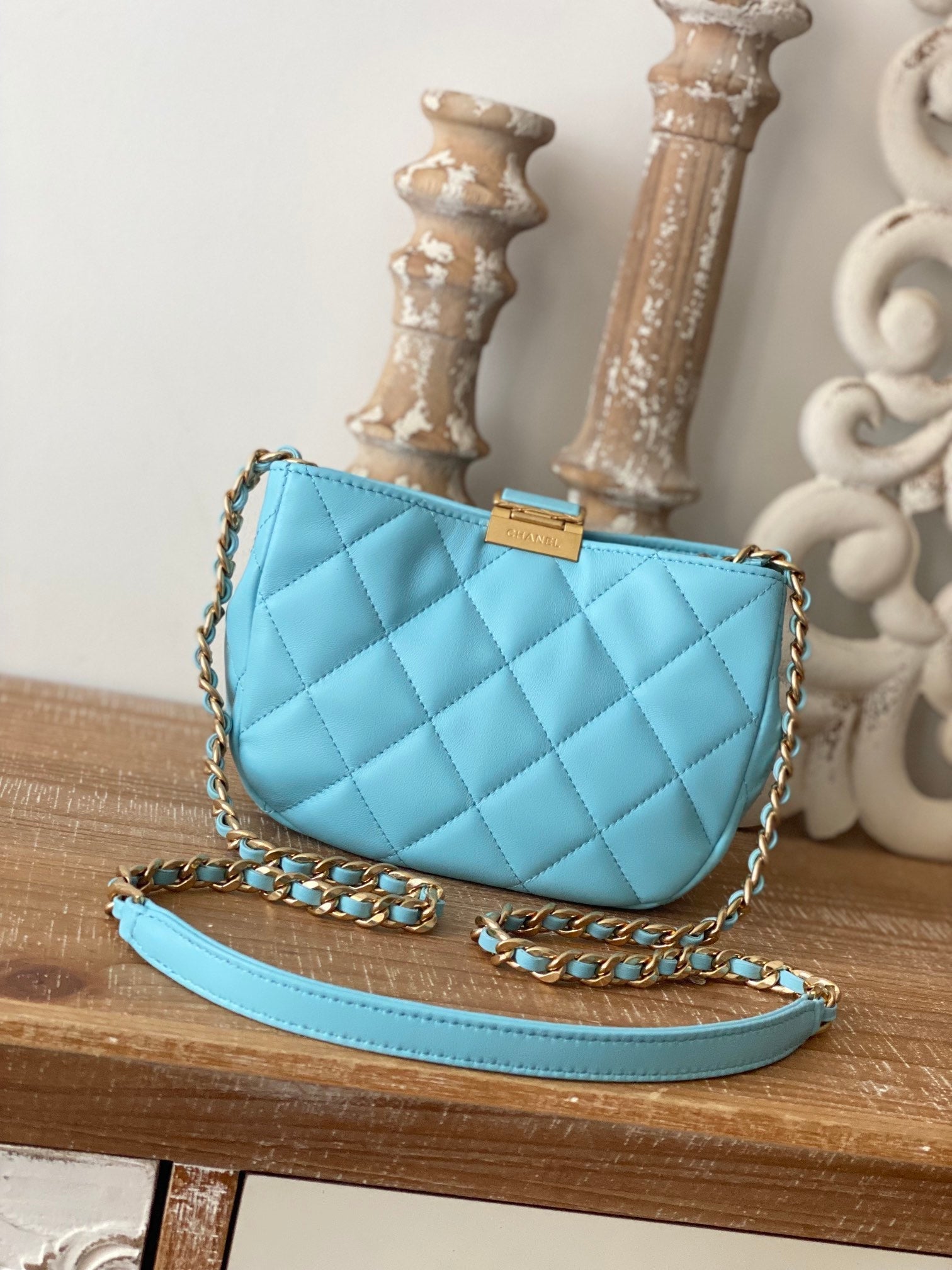 CHL - Small Hobo Bag Gold Hardware Blue For Women Handbags, Shoulder Bags 7.5in/19LO