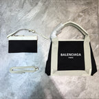 BLN-Ciaga Navy Small Cabas Tote Bag In White, For Women,  Bags 18.5in/47LO
