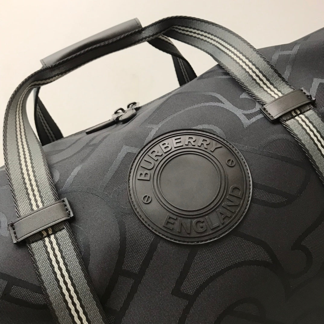 B-Berry - BB  Monogram Recycled Polyester Jacquard Holdall Black For Men, Bags 19.7in/50LO
