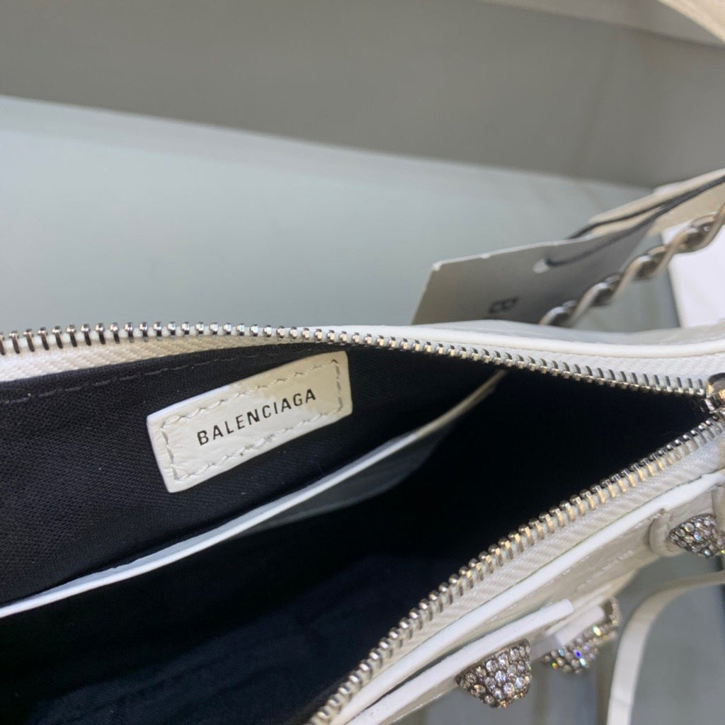 BLN-Ciaga Le Cagole Mini Bag With Chain In White, For Women,  Bags 8.2in/21LO 69581423EBY9016