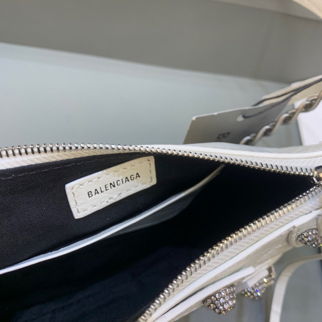 BLN-Ciaga Le Cagole Mini Bag With Chain In White, For Women,  Bags 8.2in/21LO 69581423EBY9016