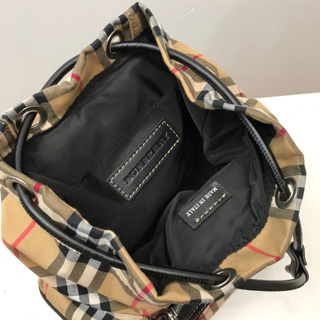 B-Berry - BB  Medium Rucksack In  Check Cotton Canvas-Sandy For Women, Bags 13in/33LO