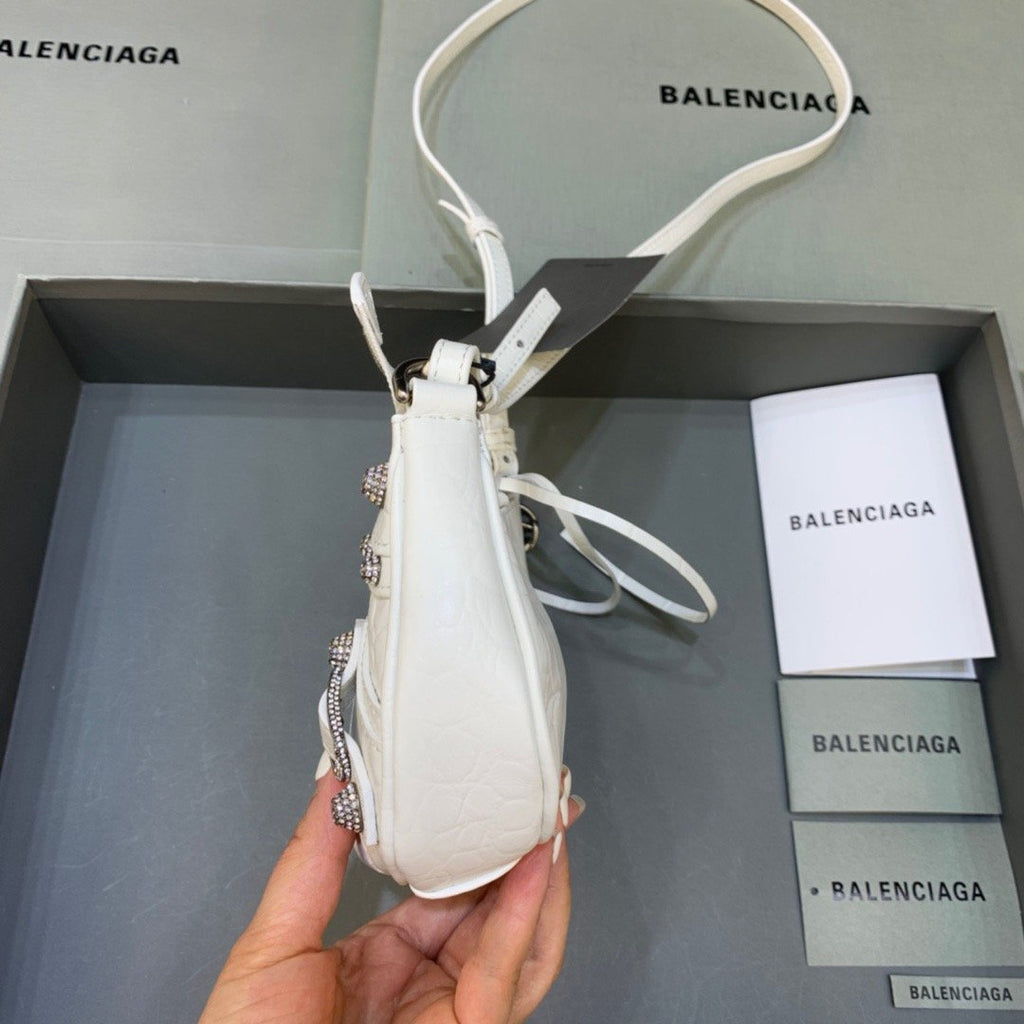 BLN-Ciaga Le Cagole Mini Bag With Chain In White, For Women,  Bags 8.2in/21LO 69581423EBY9016