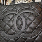 CHL - Medallion Tote Gold Hardware Caviar Black For Women Handbags, Shoulder Bags 15.6in/32LO