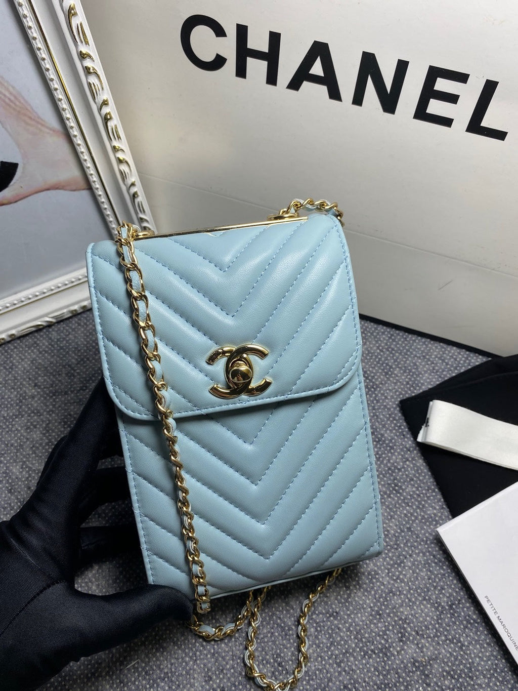 CHL -  Chevron Trendy CHL -  Phone Light Blue Bag For Women 18LO/7in