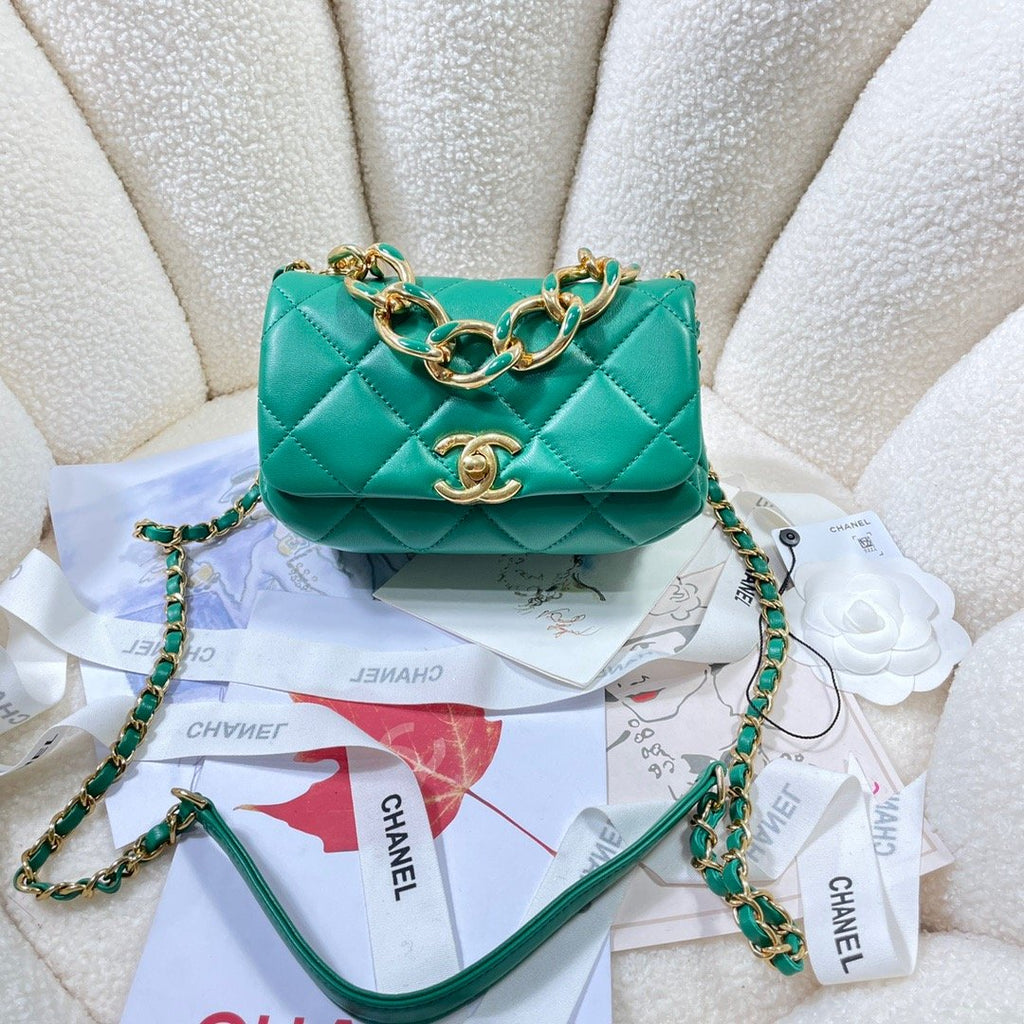 CHL - Mini Flap Bag Gold Hardware Green For Women Handbags, Shoulder Bags 6.7in/17LO AS3365