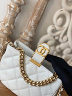 CHL - Small Hobo Bag Gold Hardware White For Women Handbags, Shoulder Bags 7.5in/19LO