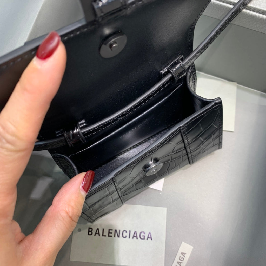 BLN-Ciaga Hourglass Mini Handbag In Black, For Women,  Bags 4.7in/12LO