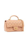 CHNL -  Beige Mini Rectangular Classic Flap with Top Handle.