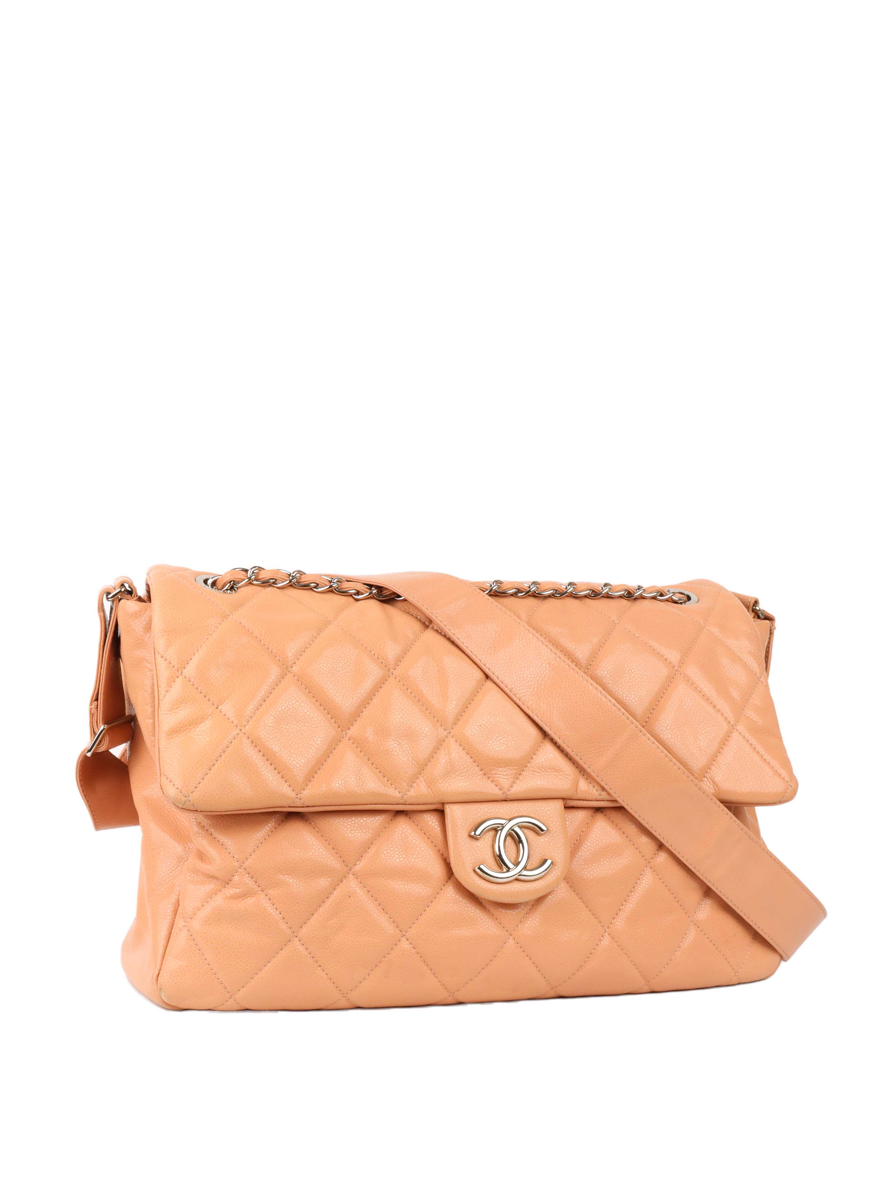 CHNL -  Patent Salmon Leather Shoulder Bag.