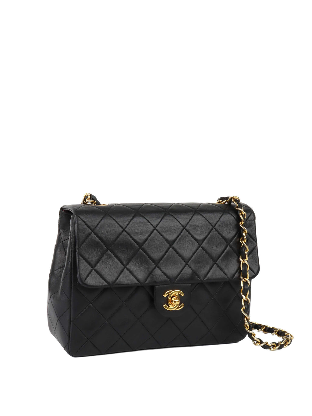 CHNL -  Black  Flap Bag GHW.