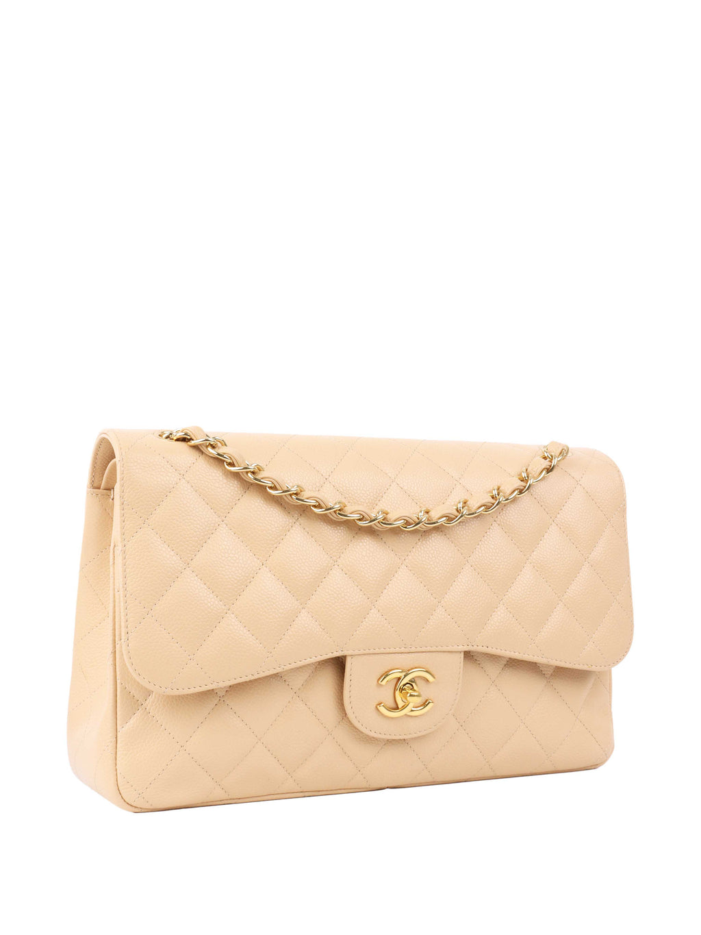 CHNL -  Beige Jumbo Classic Flap.