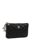 CHNL -  Black Lambskin Zip Pouch.