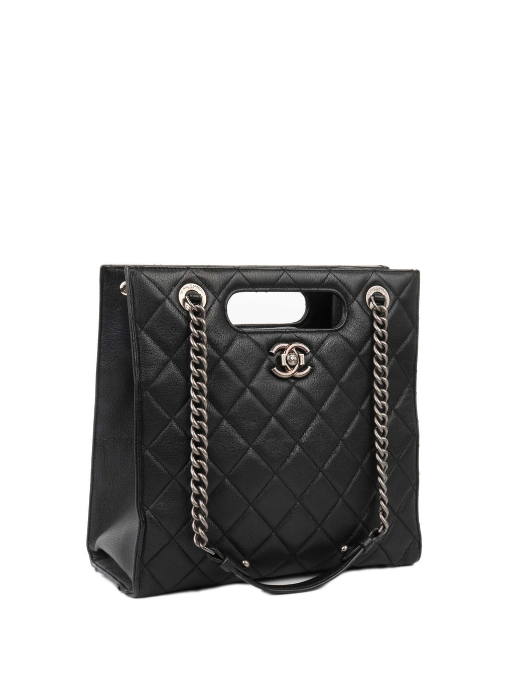 CHNL -  Black Caviar Quilted Leather Shopping Tote.