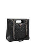 CHNL -  Black Caviar Quilted Leather Shopping Tote.