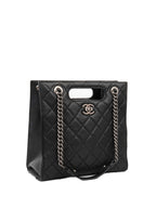 CHNL -  Black Caviar Quilted Leather Shopping Tote.