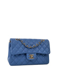 CHNL -  Blue Small Rectangular Caviar Classic Flap LGHW.
