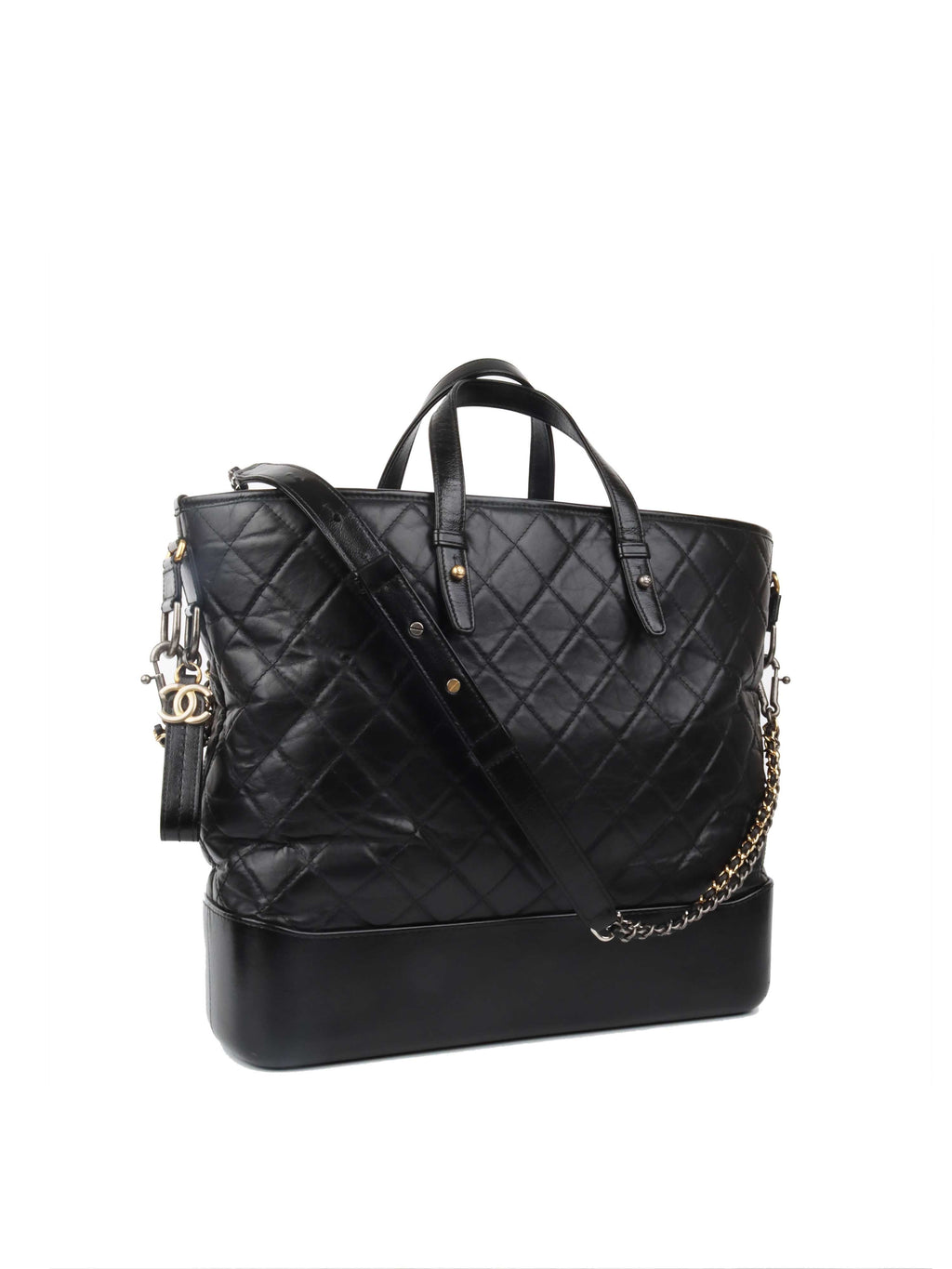 CHNL -  Black Gabrielle Top Handle Top Gold And Silver