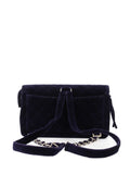 CHNL -   Navy Velvet Classic Flap Backpack.