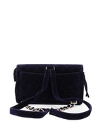 CHNL -   Navy Velvet Classic Flap Backpack.